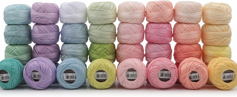 AMOHilos 40 Colors Size 8 Double Mercerized Egyptian Long Staple Cotton Pearl Thread 5 Grams Ball Rainbow Color Embroidery Thread for Crochet Hardanger Cross Stitch Hand Embroidery (40E) - Image 1